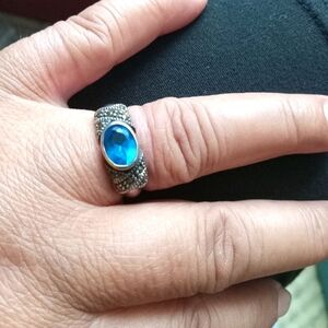 🩵❤️‍🔥VIBRANT!/BLUE TOPEZ GEMSTONE RING,SZ,7💙🎊